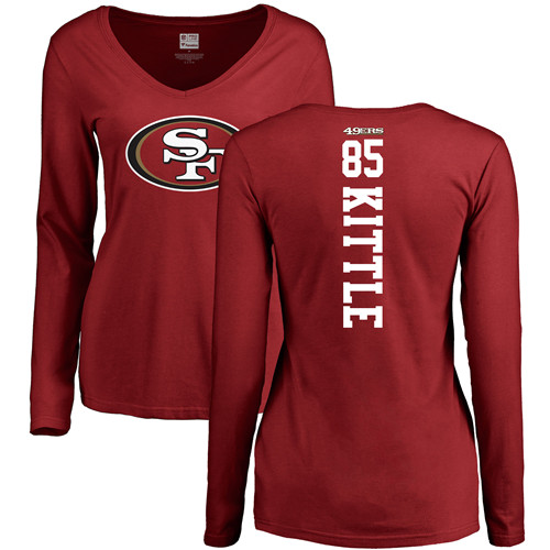 San Francisco 49ers Red Women George Kittle Backer #85 Long Sleeve NFL T Shirt